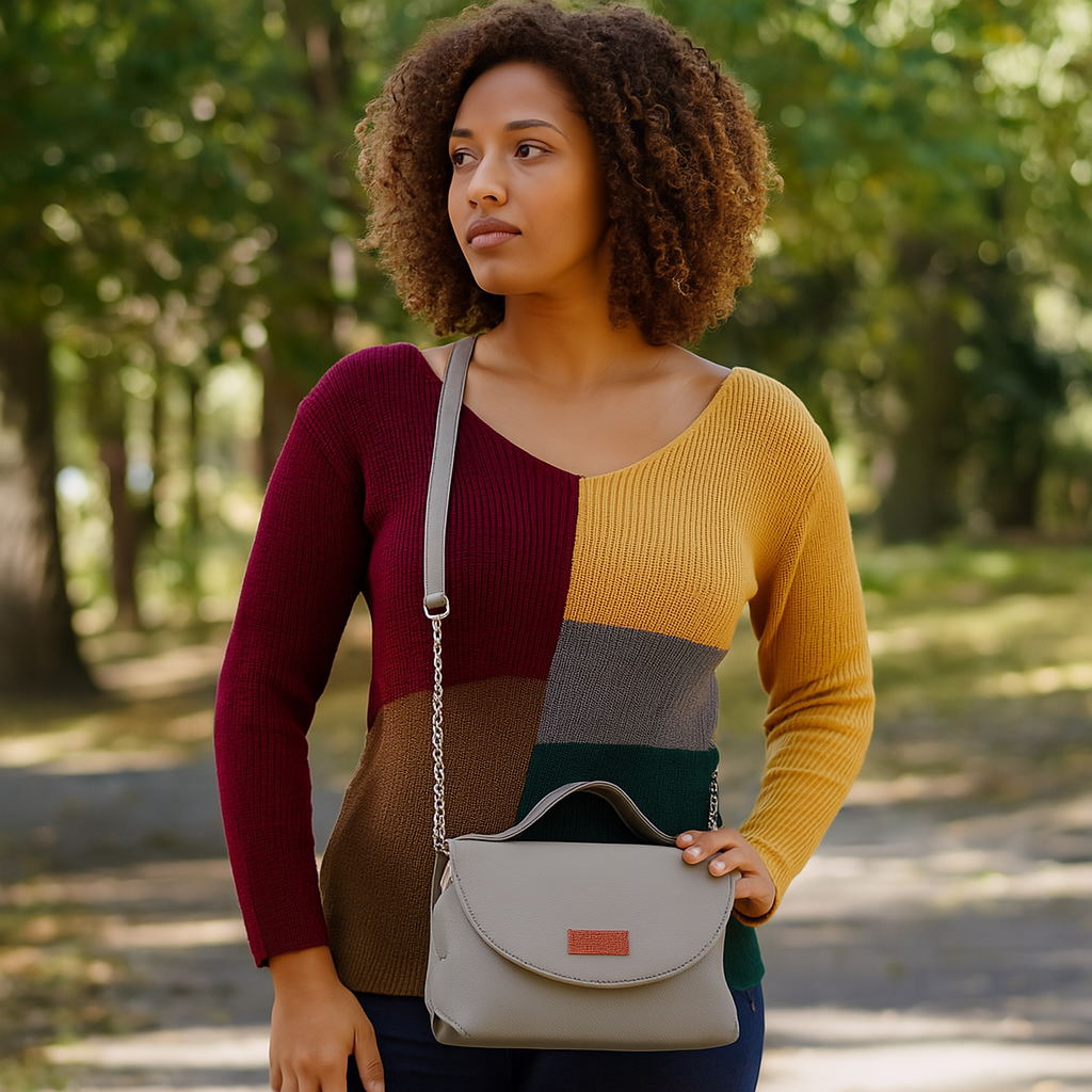 Grey Vegan Leather Crossbody Sling Bag – Women’s Wholesale Shoulder Handbag