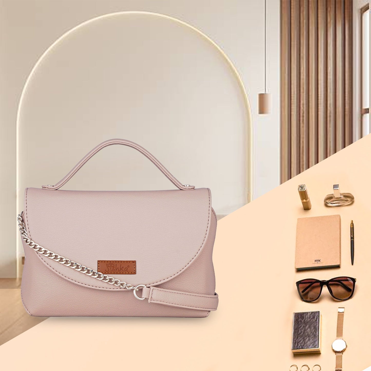 Mauve Vegan Leather Crossbody Sling Bag – Wholesale shoulder Handbag for Women