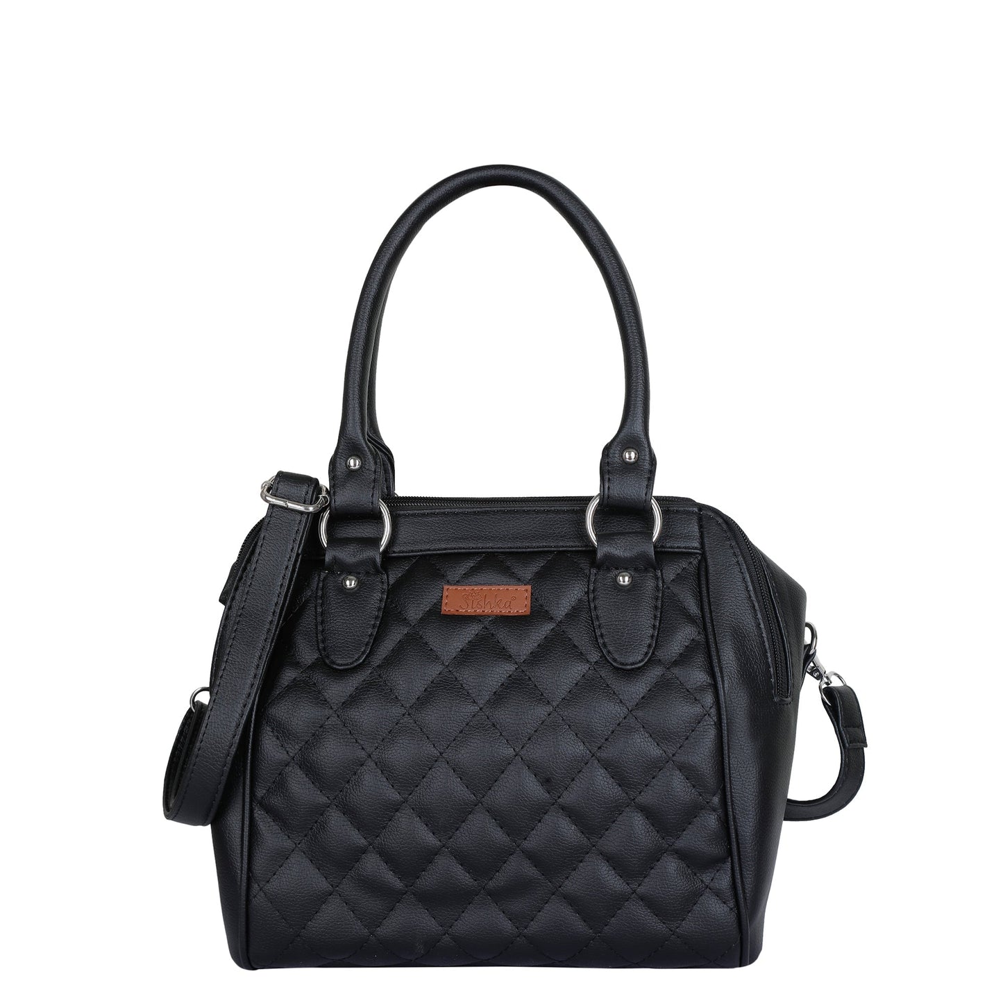 Black Vegan Leather Handbag – Women’s Top Handle Satchel Bag for Work & Daily Use