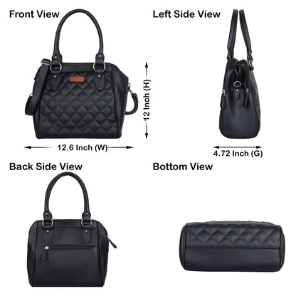 Black Vegan Leather Handbag – Women’s Top Handle Satchel Bag for Work & Daily Use