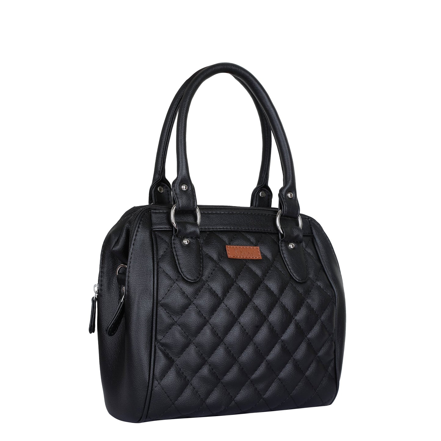 Black Vegan Leather Handbag – Women’s Top Handle Satchel Bag for Work & Daily Use