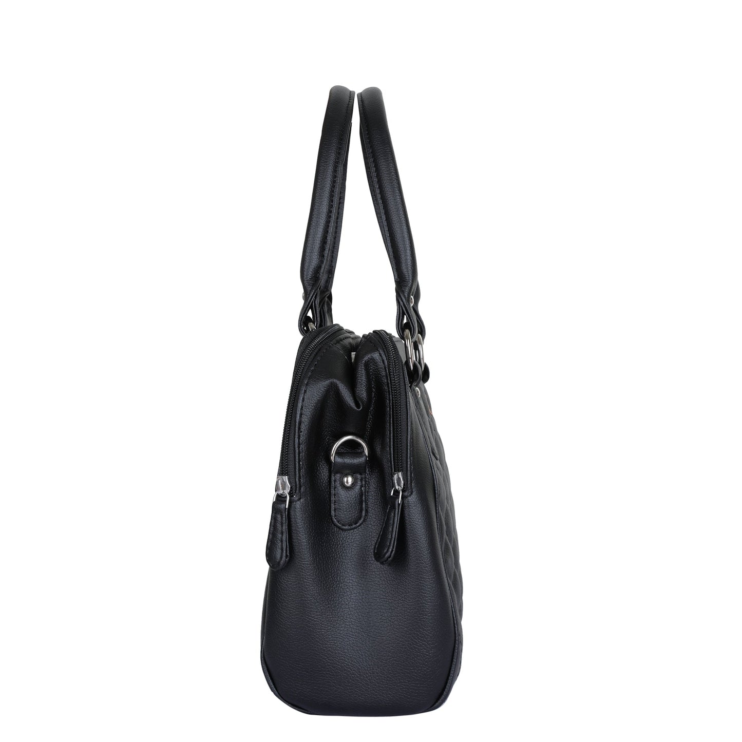 Black Vegan Leather Handbag – Women’s Top Handle Satchel Bag for Work & Daily Use