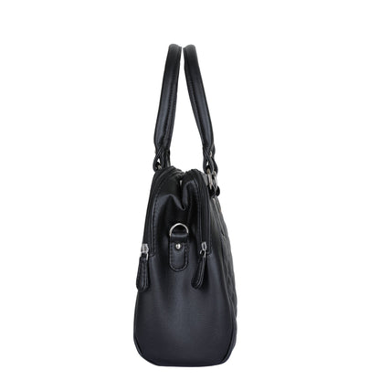 Black Vegan Leather Handbag – Women’s Top Handle Satchel Bag for Work & Daily Use