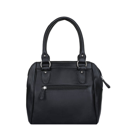 Black Vegan Leather Handbag – Women’s Top Handle Satchel Bag for Work & Daily Use