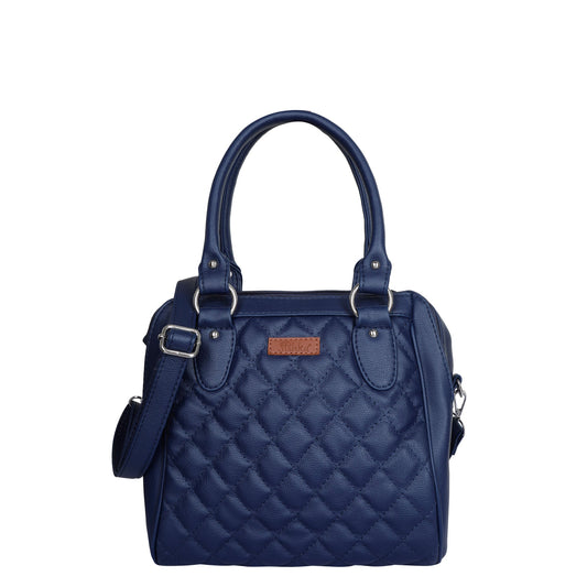 Blue Vegan Leather Handbag – Women’s Top Handle Satchel Bag for Office & Travel
