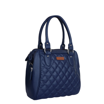 Blue Vegan Leather Handbag – Women’s Top Handle Satchel Bag for Office & Travel