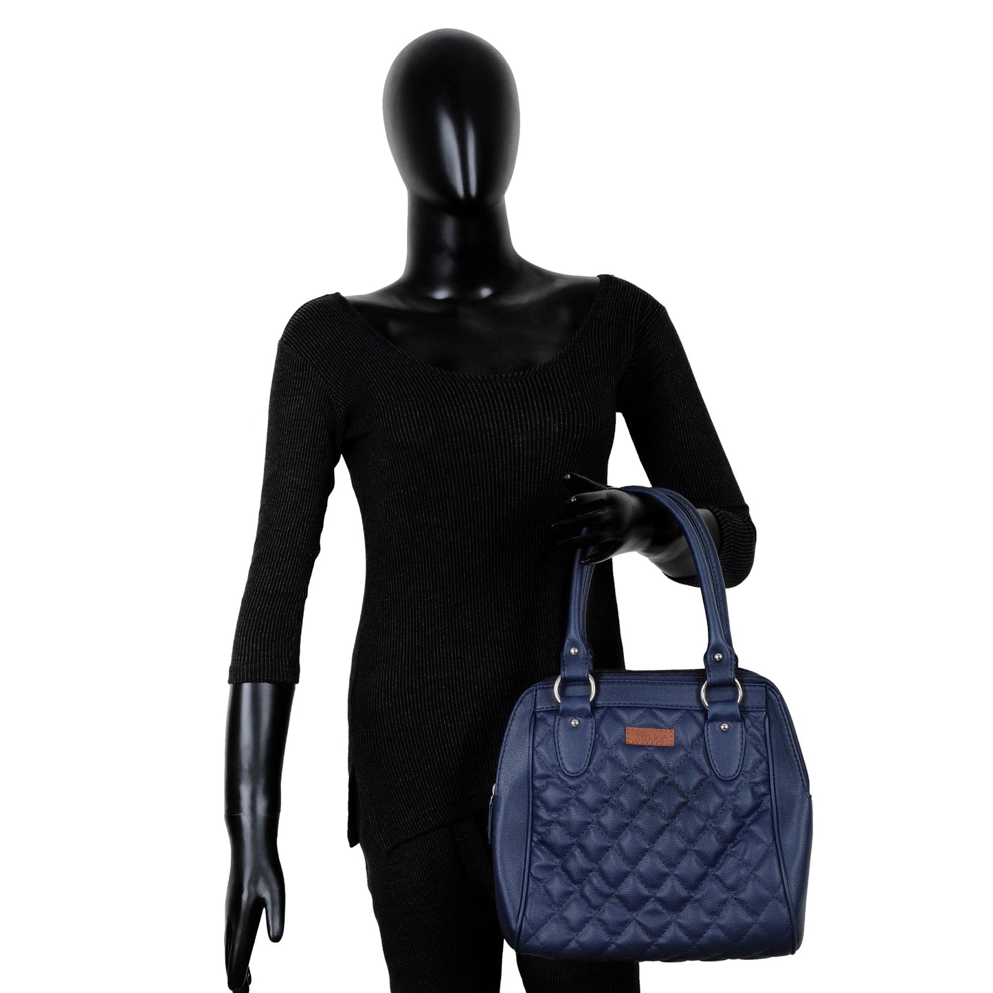 Blue Vegan Leather Handbag – Women’s Top Handle Satchel Bag for Office & Travel