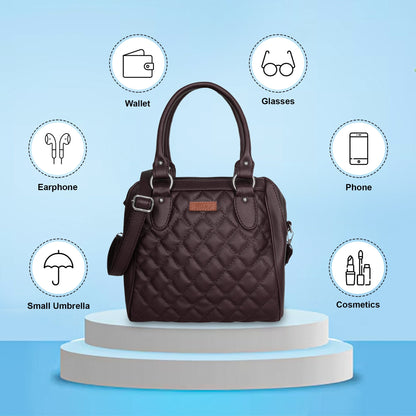 Brown Vegan Leather Handbag – Women’s Top Handle Satchel Bag for Everyday Use