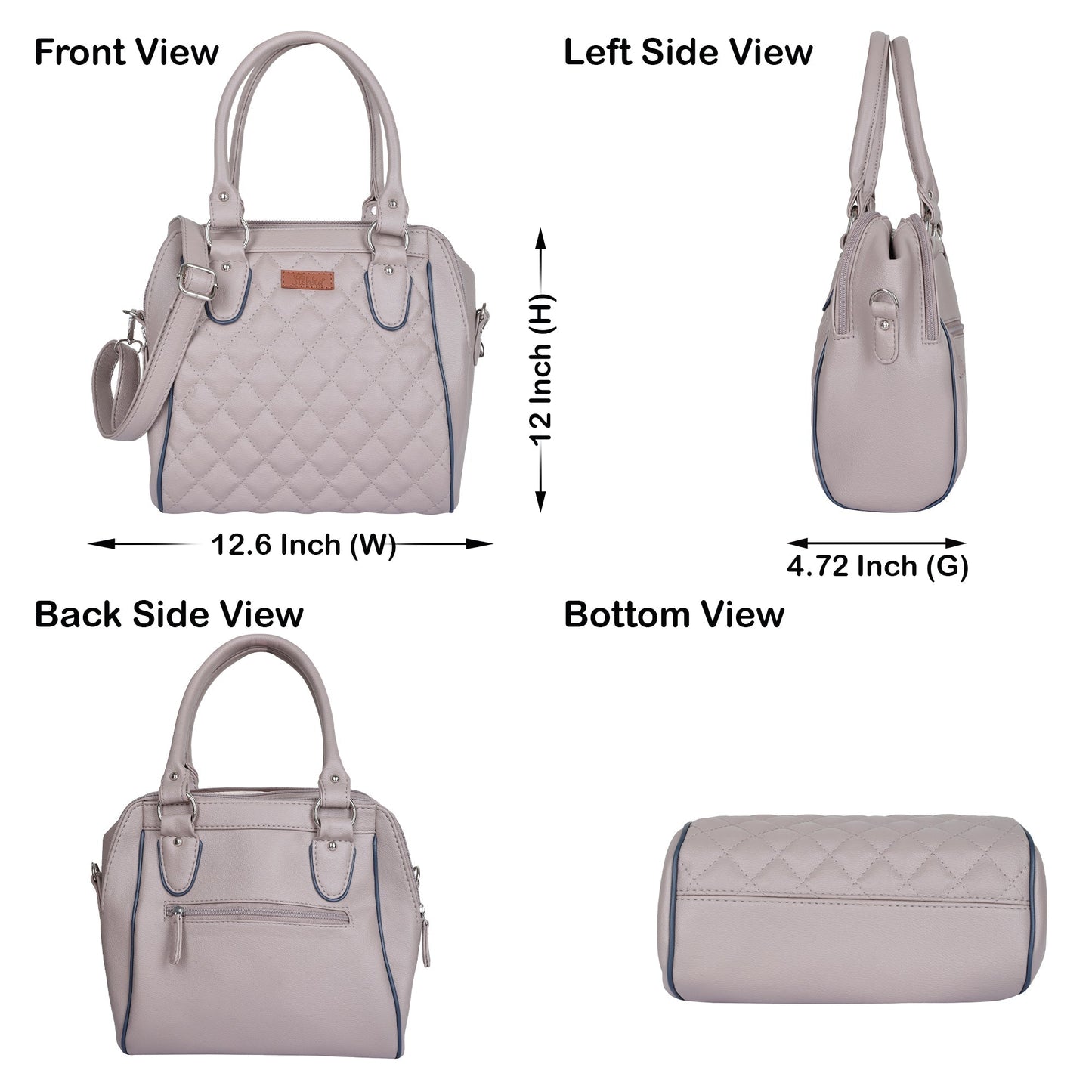 Mauve Vegan Leather Handbag – Women’s Top Handle Satchel Bag for Office & Daily Use