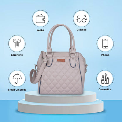 Mauve Vegan Leather Handbag – Women’s Top Handle Satchel Bag for Office & Daily Use