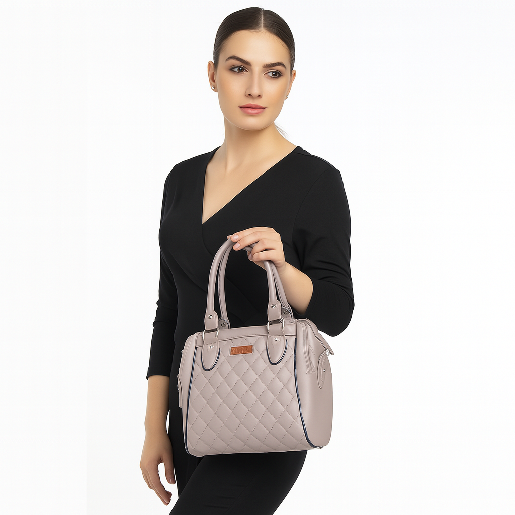 Mauve Vegan Leather Handbag – Women’s Top Handle Satchel Bag for Office & Daily Use