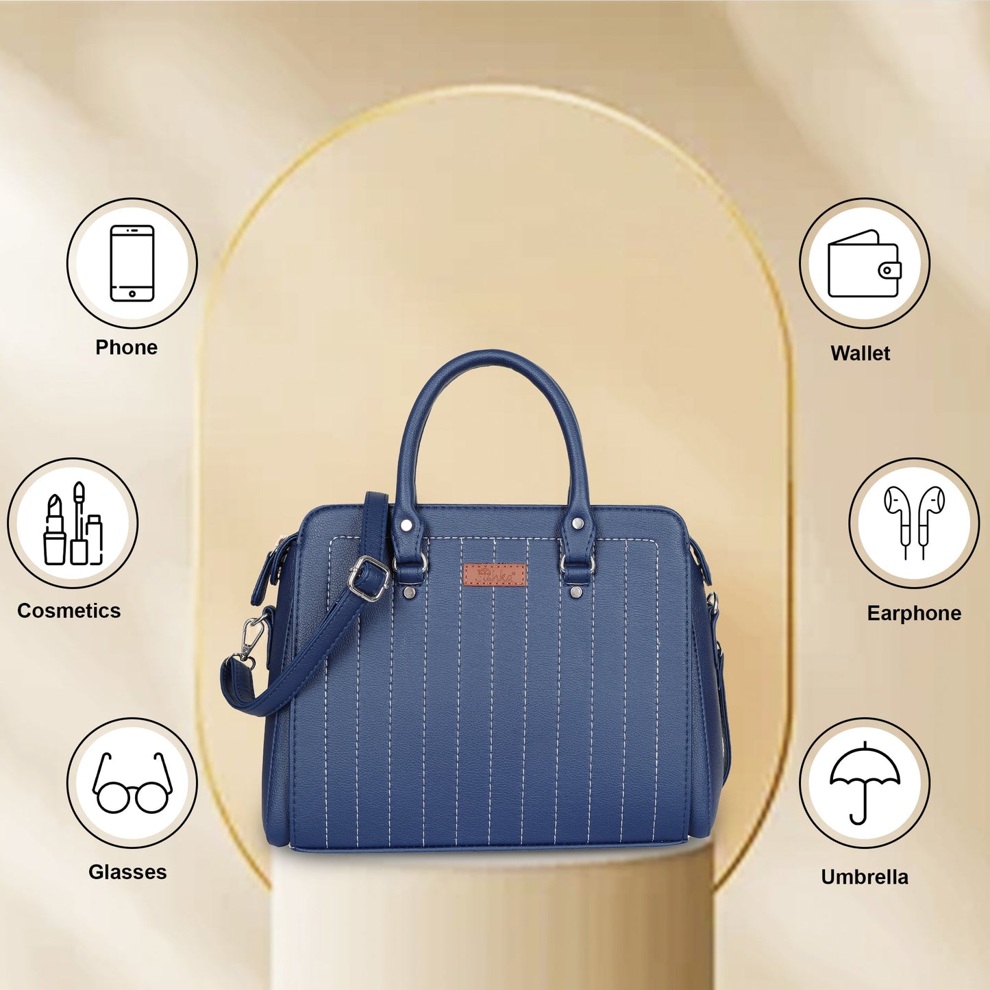 Vegan Leather Wholesale Blue Top-Handle Handbag for Women - Crossbody Bag