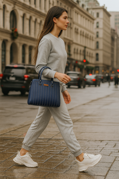 Vegan Leather Wholesale Blue Top-Handle Handbag for Women - Crossbody Bag