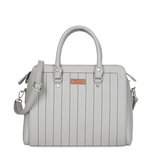 Grey Vegan Leather Top-Handle Handbag – Women’s Wholesale Crossbody Bag