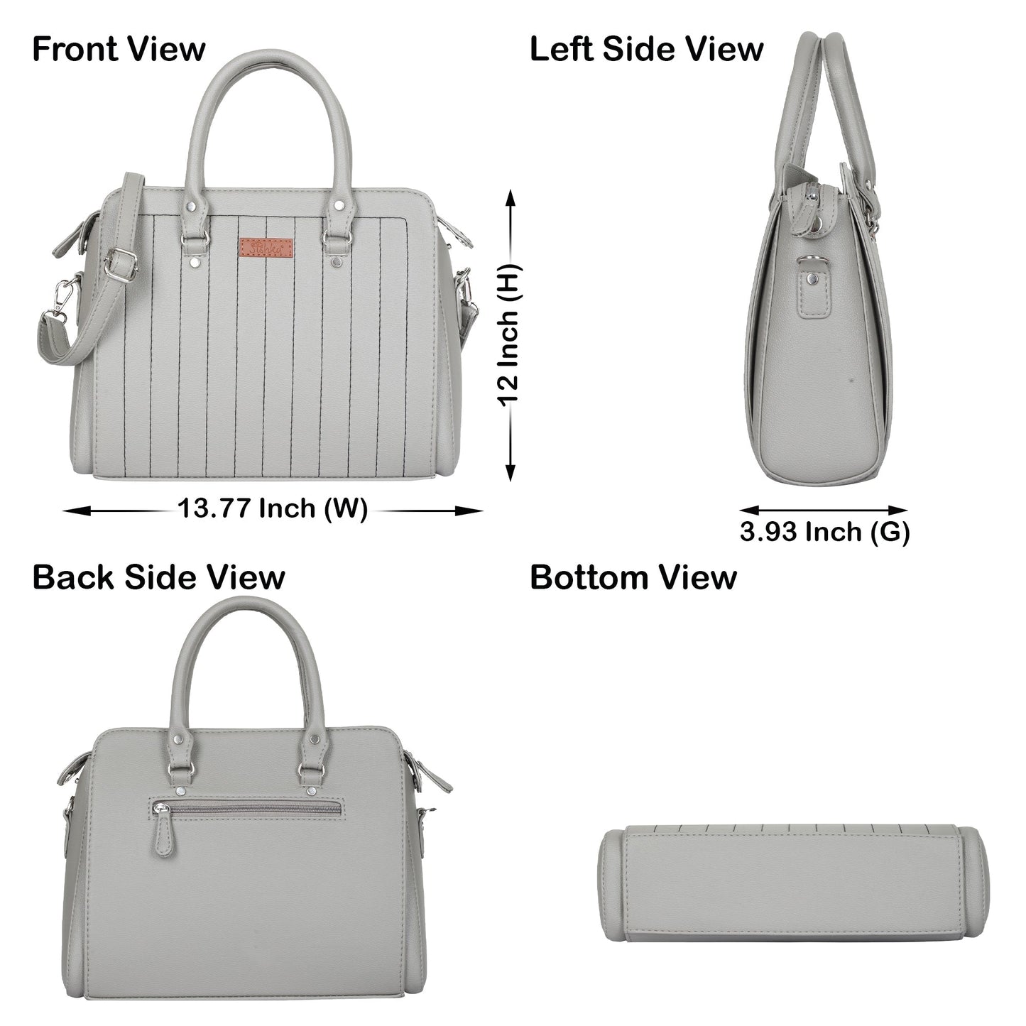 Grey Vegan Leather Top-Handle Handbag – Women’s Wholesale Crossbody Bag