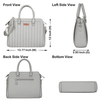 Grey Vegan Leather Top-Handle Handbag – Women’s Wholesale Crossbody Bag