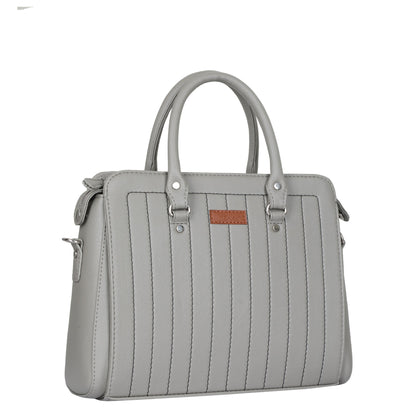 Grey Vegan Leather Top-Handle Handbag – Women’s Wholesale Crossbody Bag