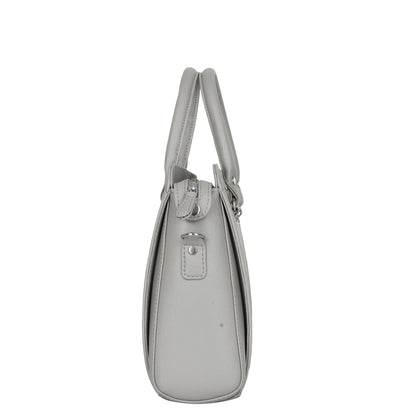 Grey Vegan Leather Top-Handle Handbag – Women’s Wholesale Crossbody Bag