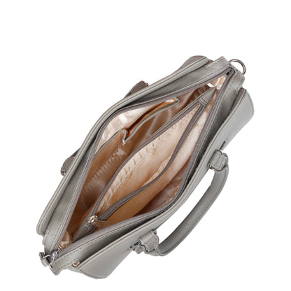 Grey Vegan Leather Top-Handle Handbag – Women’s Wholesale Crossbody Bag
