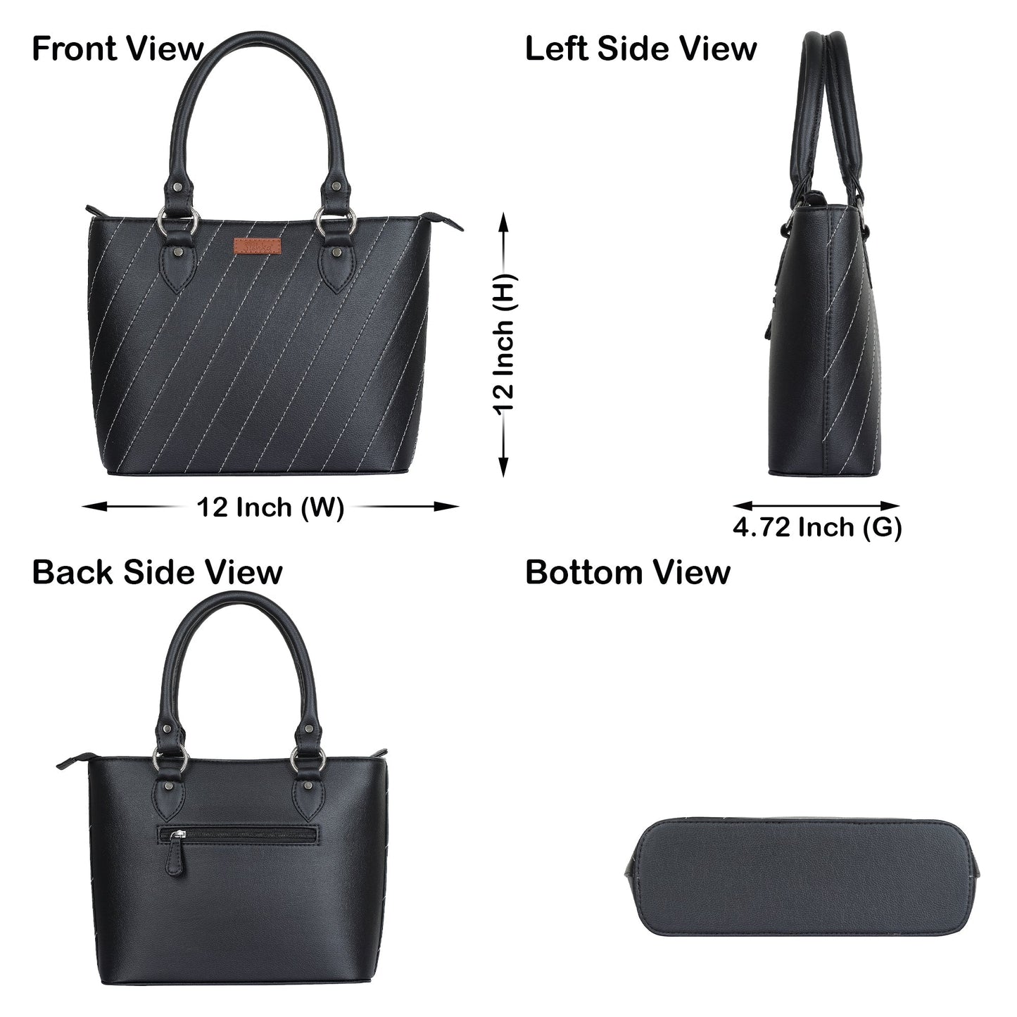 Wholesale Black Vegan Leather Tote Bag– Women’s Top Handle handbag
