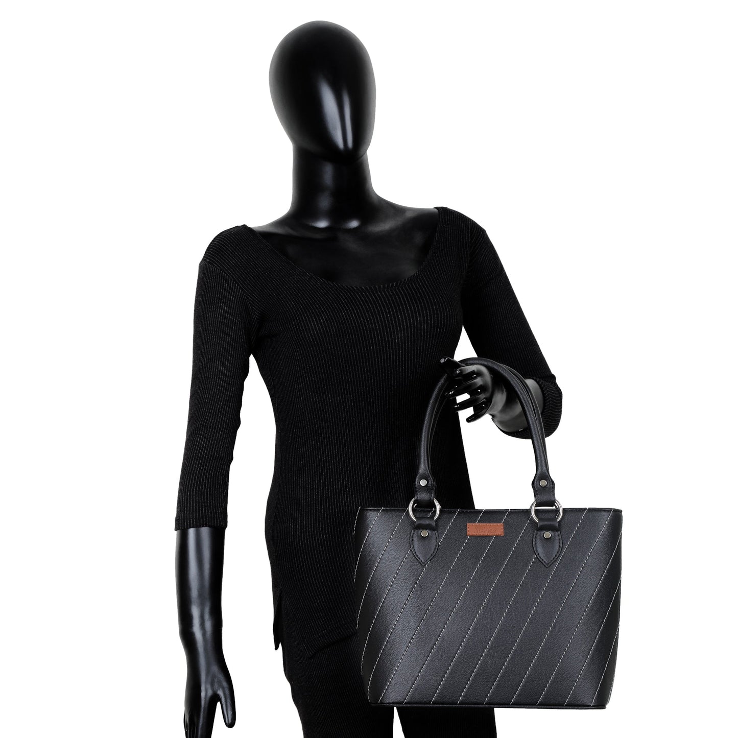 Wholesale Black Vegan Leather Tote Bag– Women’s Top Handle handbag