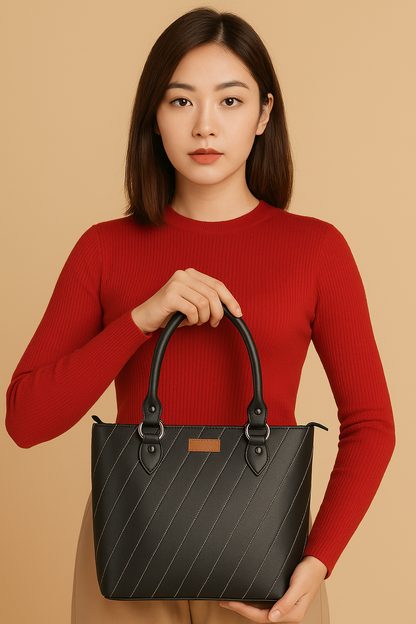 Wholesale Black Vegan Leather Tote Bag– Women’s Top Handle handbag