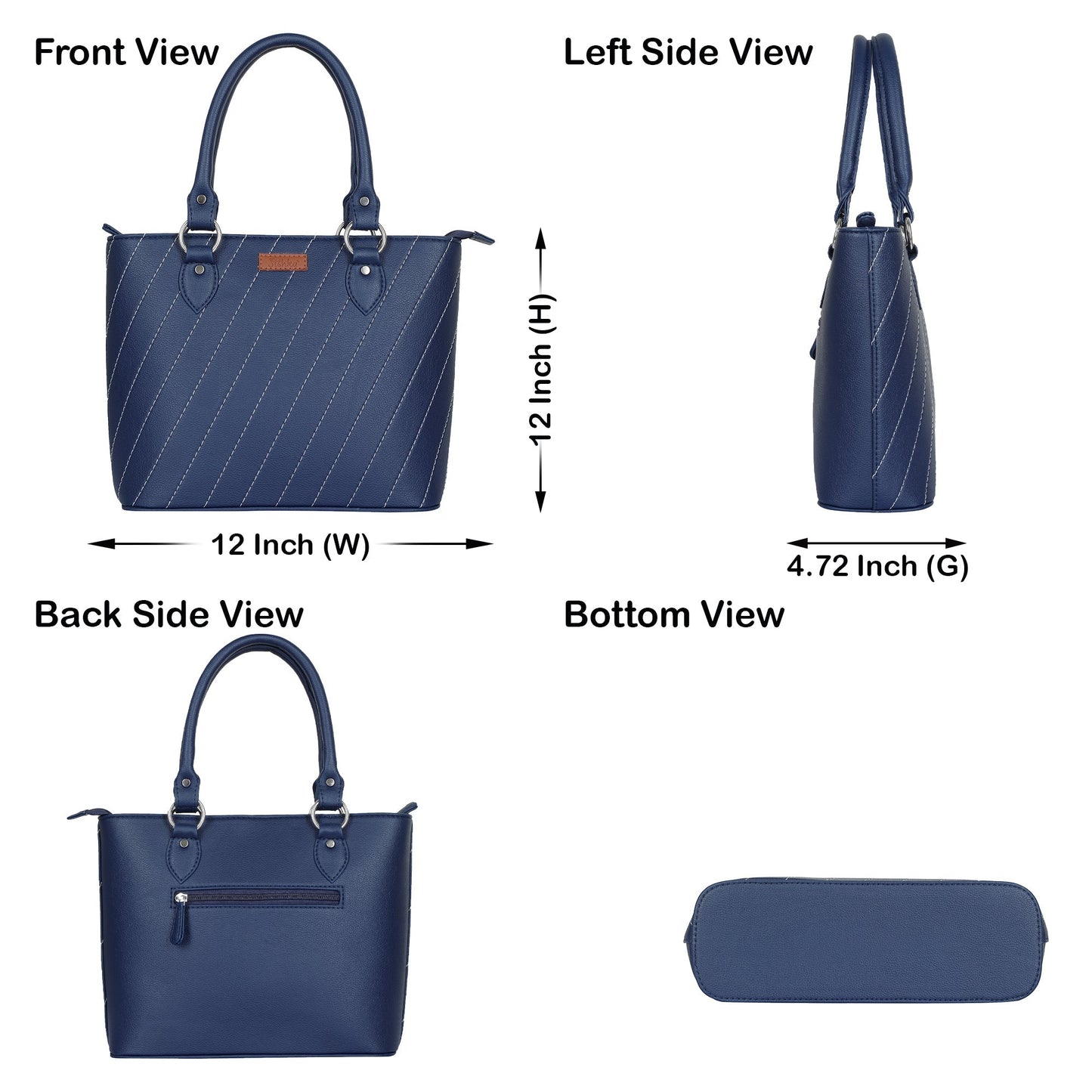 Blue Vegan Leather Tote Bag – Women’s Wholesale Top Handle Shoulder Bag