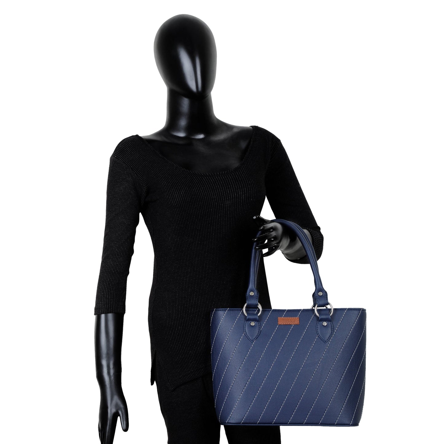 Blue Vegan Leather Tote Bag – Women’s Wholesale Top Handle Shoulder Bag