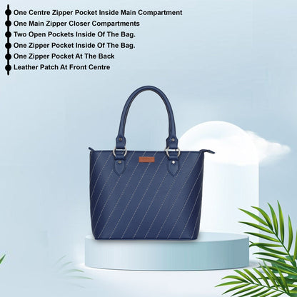 Blue Vegan Leather Tote Bag – Women’s Wholesale Top Handle Shoulder Bag
