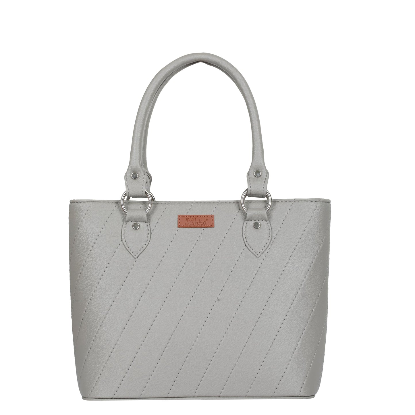 Women’s Grey Vegan Leather Tote Satchel – Wholesale Top Handle Shoulder Bag