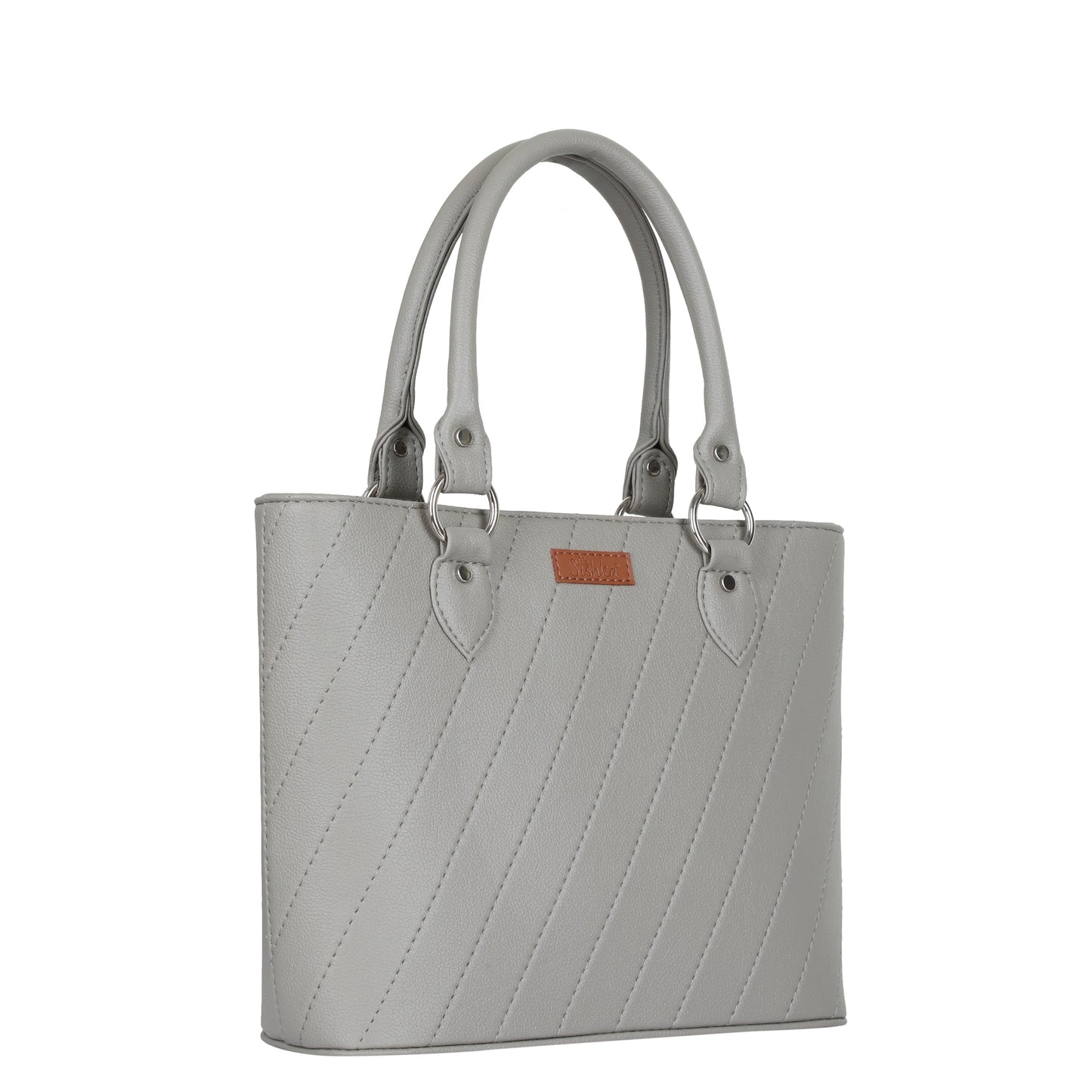 Women’s Grey Vegan Leather Tote Satchel – Wholesale Top Handle Shoulder Bag