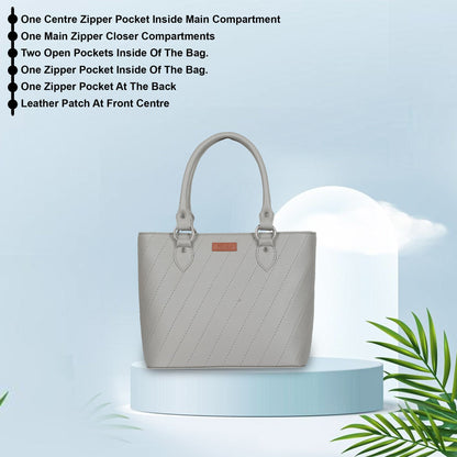 Women’s Grey Vegan Leather Tote Satchel – Wholesale Top Handle Shoulder Bag