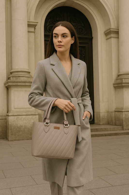 Wholesale Mauve Vegan Leather Tote Satchel – Women’s Top Handle Shoulder Bag