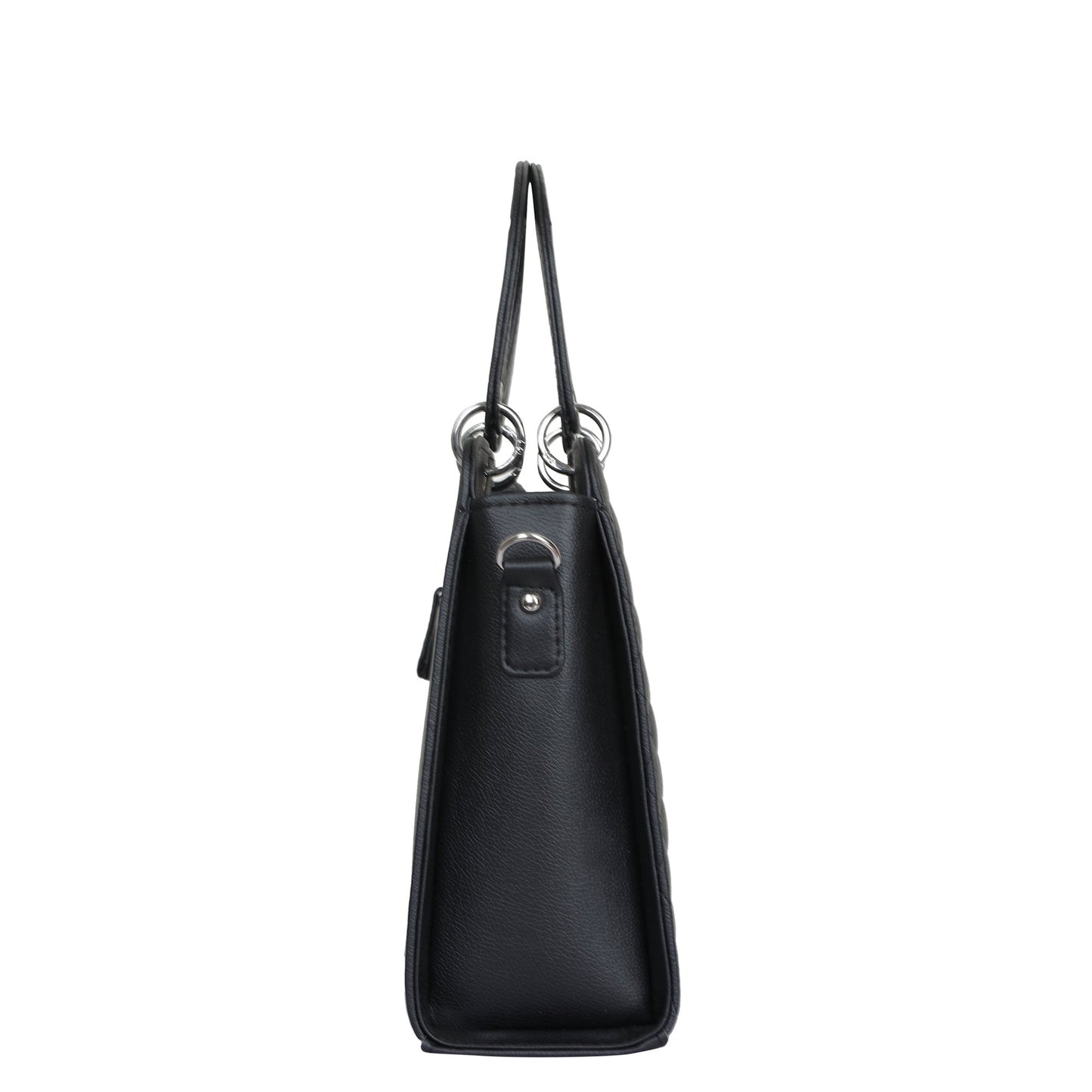 Black Quilted Vegan Leather Tote Bag for Women–  Wholesale Top Handle Satchel Handbag