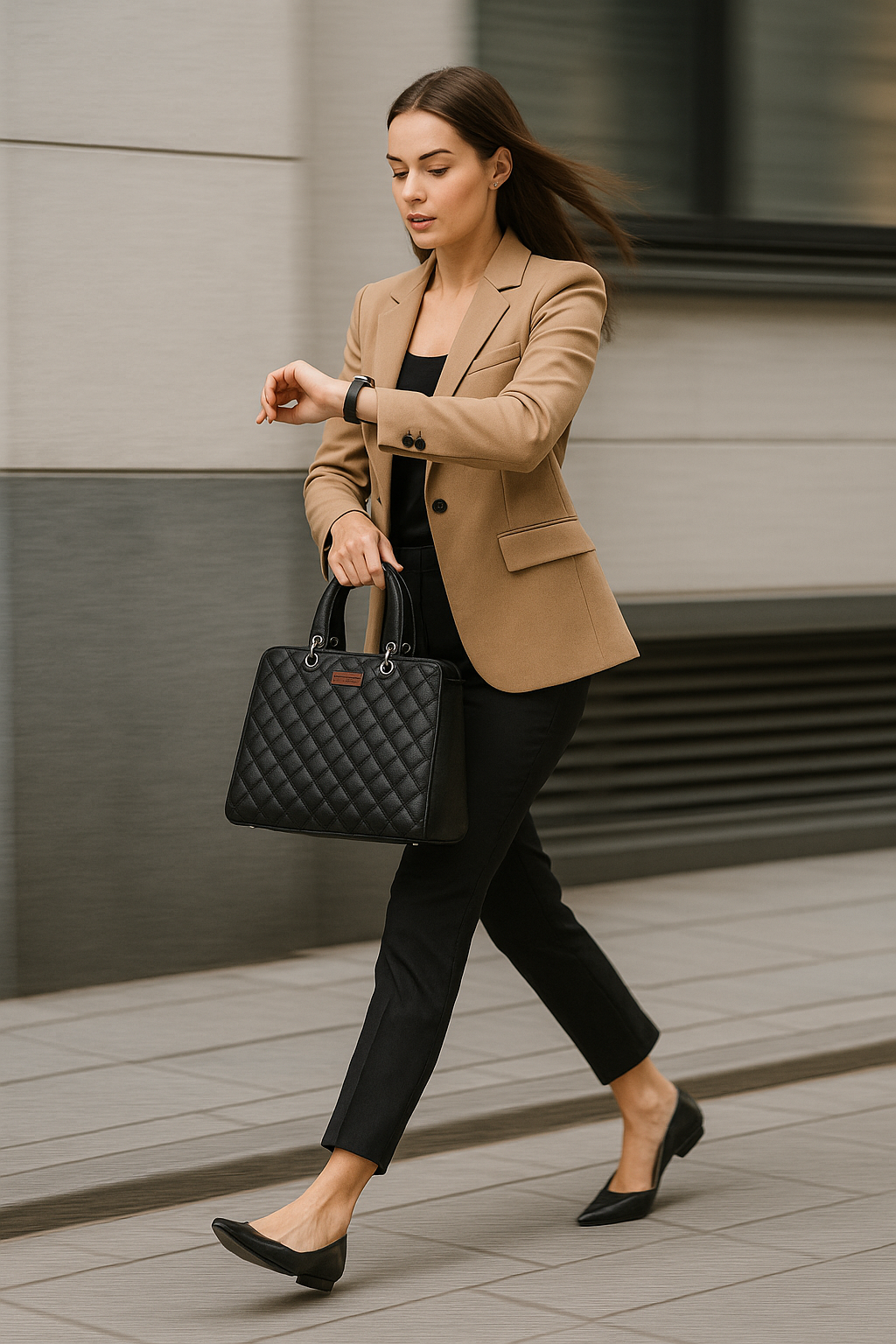 Black Quilted Vegan Leather Tote Bag for Women–  Wholesale Top Handle Satchel Handbag
