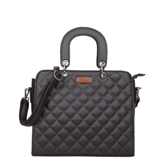 Wholesale Brown Quilted Vegan Leather Tote Bag – Women’s Top Handle Satchel Handbag