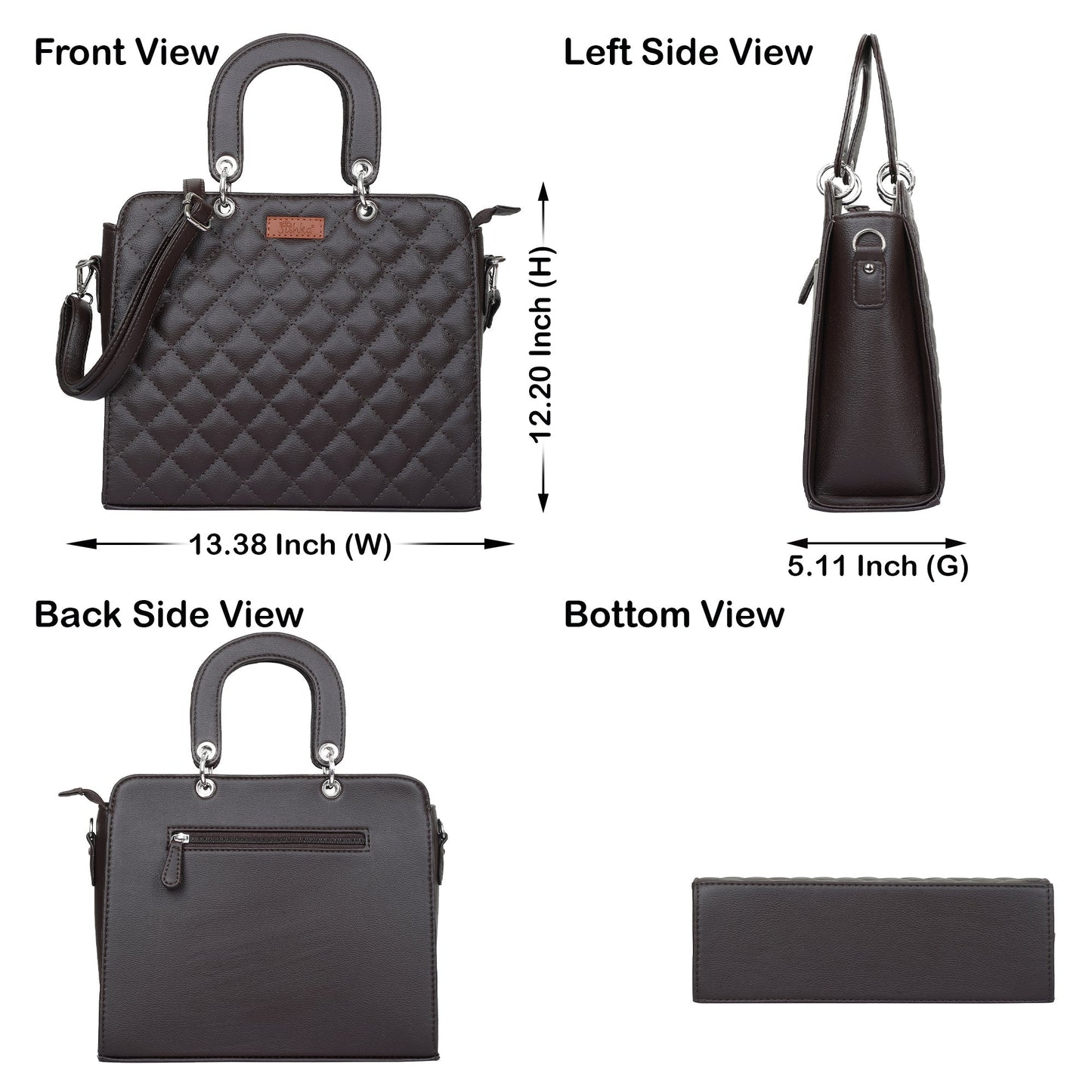 Wholesale Brown Quilted Vegan Leather Tote Bag – Women’s Top Handle Satchel Handbag