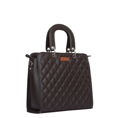 Wholesale Brown Quilted Vegan Leather Tote Bag – Women’s Top Handle Satchel Handbag