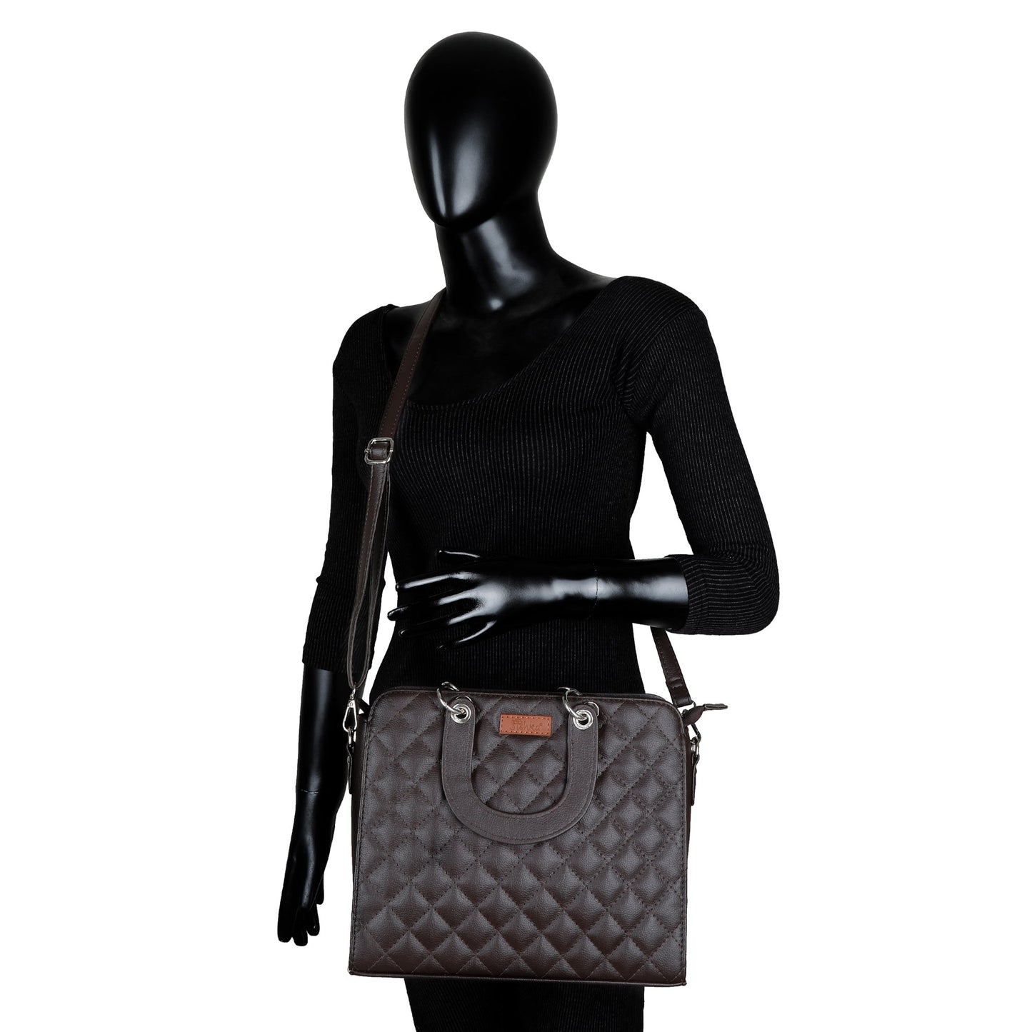 Wholesale Brown Quilted Vegan Leather Tote Bag – Women’s Top Handle Satchel Handbag