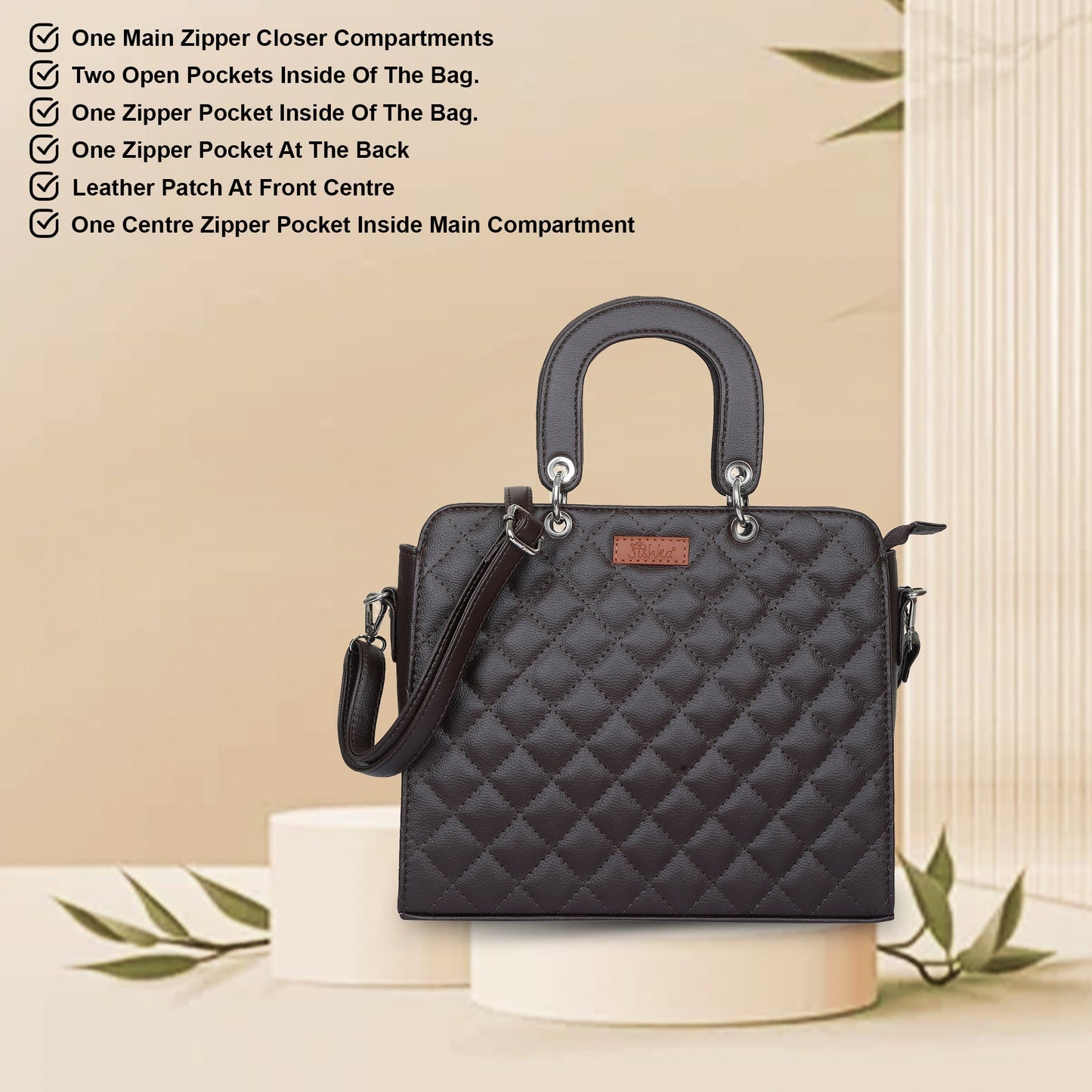 Wholesale Brown Quilted Vegan Leather Tote Bag – Women’s Top Handle Satchel Handbag
