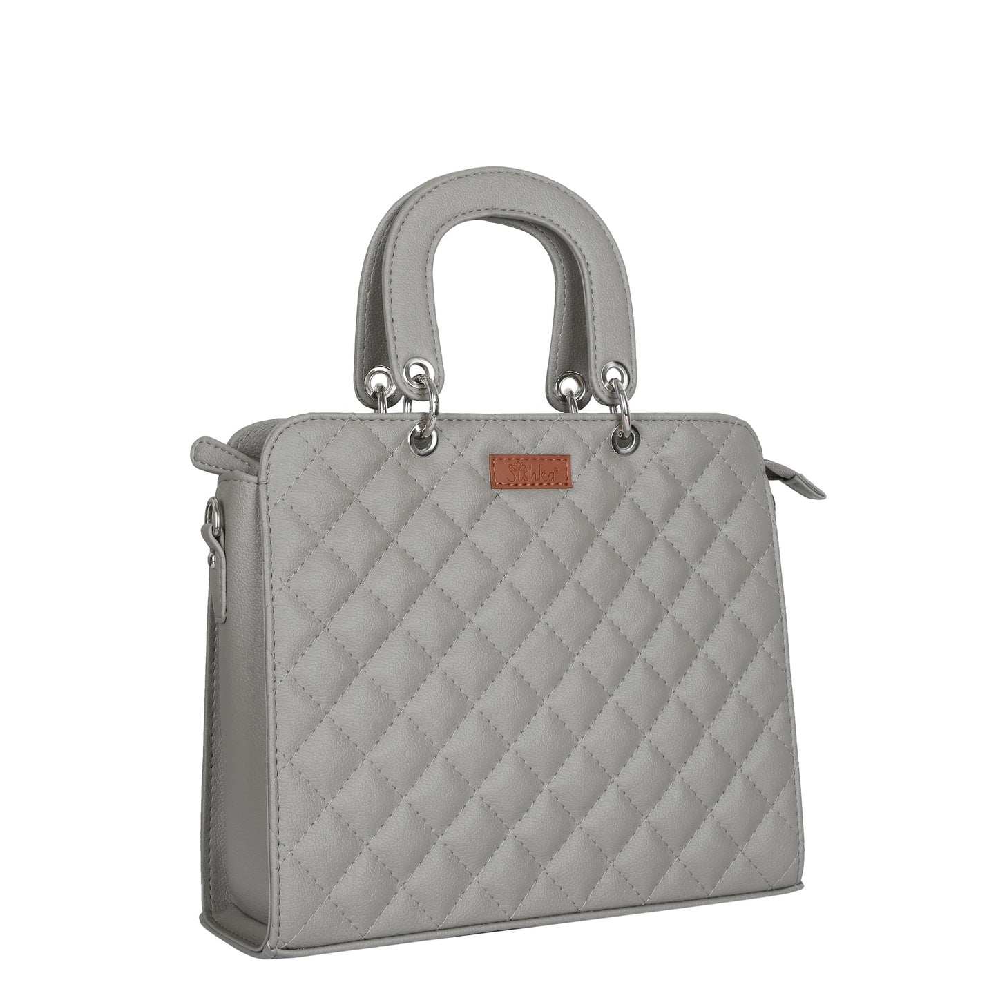 Grey Quilted Vegan Leather Tote Bag – Women’s Wholesale Top Handle Satchel Handbag