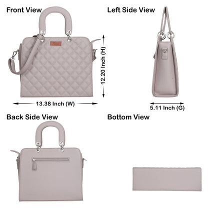 Mauve Quilted Vegan Wholesale Leather Tote Bag– Women’s Top Handle Satchel Handbag