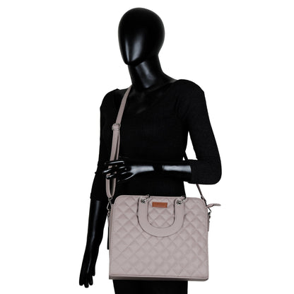 Mauve Quilted Vegan Wholesale Leather Tote Bag– Women’s Top Handle Satchel Handbag