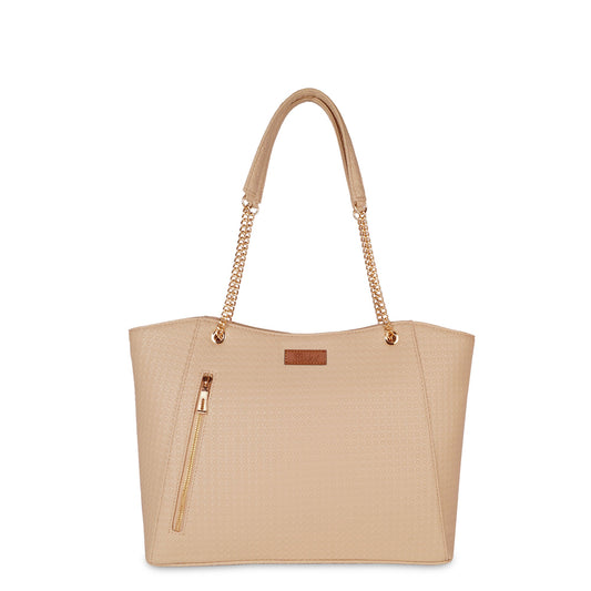 Wholesale Beige Vegan Leather Satchel Handbag – Women’s Tote & Shoulder Bag