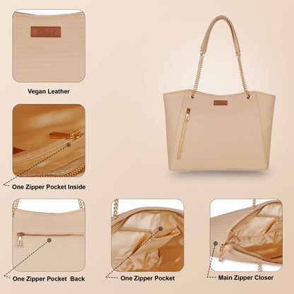 Wholesale Beige Vegan Leather Satchel Handbag – Women’s Tote & Shoulder Bag