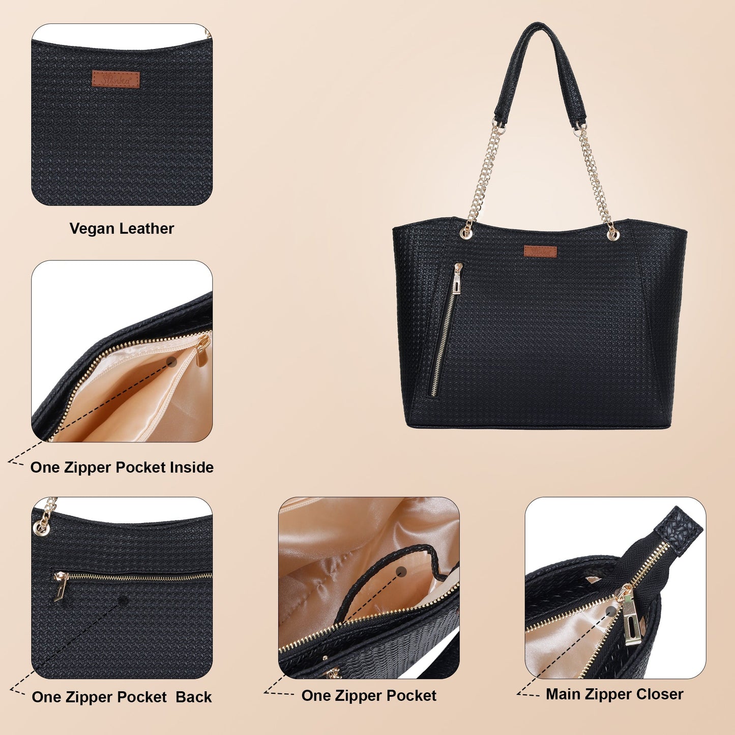 Black Vegan Leather Wholesale Satchel Bag – Women’s Tote & Shoulder Bag for Daily Use