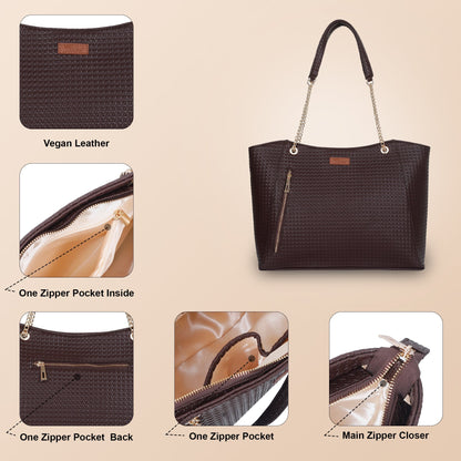 Brown Vegan Leather Satchel Bag – Women’s Wholesale Tote & Shoulder Bag for Work