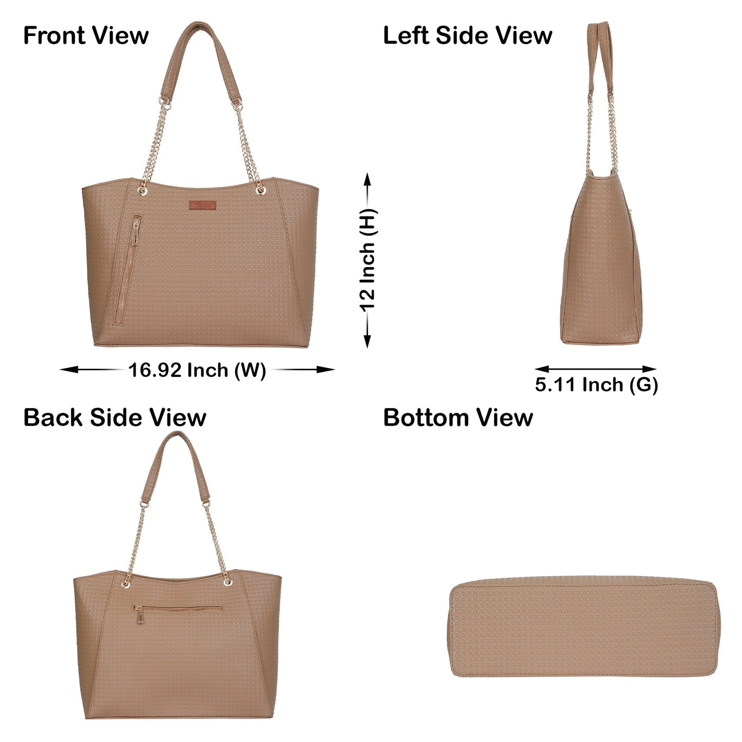 Taupe Vegan Leather Satchel Bag – Women’s Tote & Wholesale Shoulder Bag for Work & Daily Use
