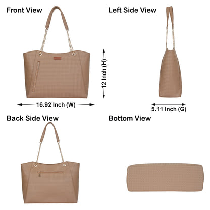 Taupe Vegan Leather Satchel Bag – Women’s Tote & Wholesale Shoulder Bag for Work & Daily Use
