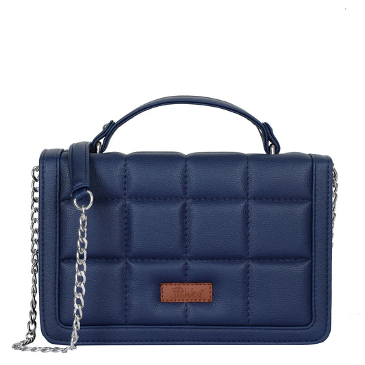 Women’s Blue Vegan Leather Crossbody Sling Bag – Chain Strap Wholesale Shoulder Handbag